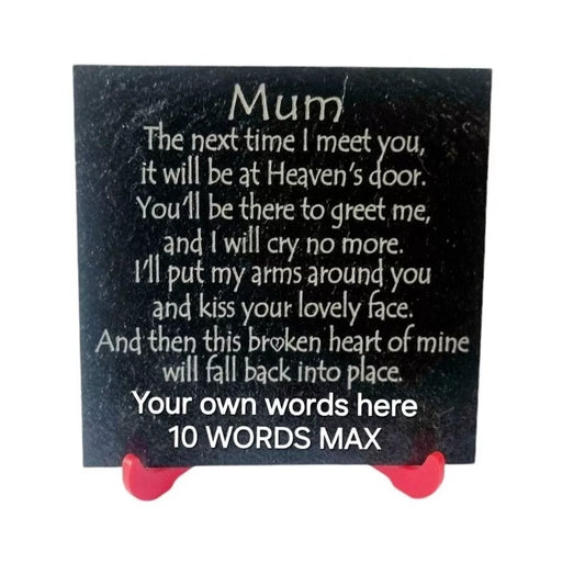 Personalised HEAVEN Dad Mum Son IN MEMORY memorial SLATE PLAQUE