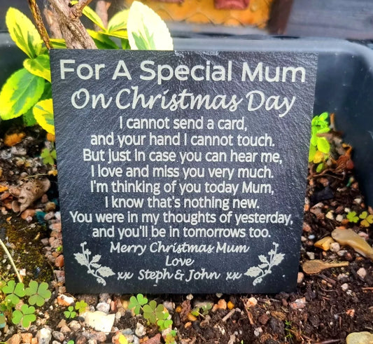 Personalised MUM NAN Christmas Day in memory memorial plaque Grave slate