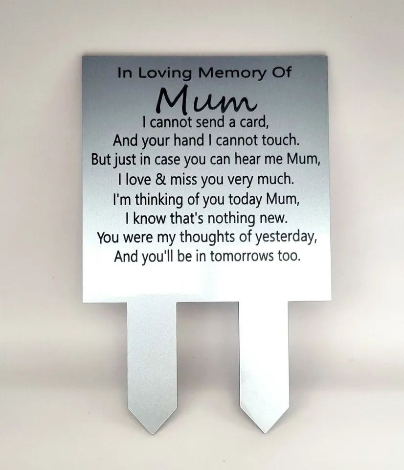 Mum Dad Personalised Gold or Silver memorial  plaque In memory Birthday grave marker son daughter