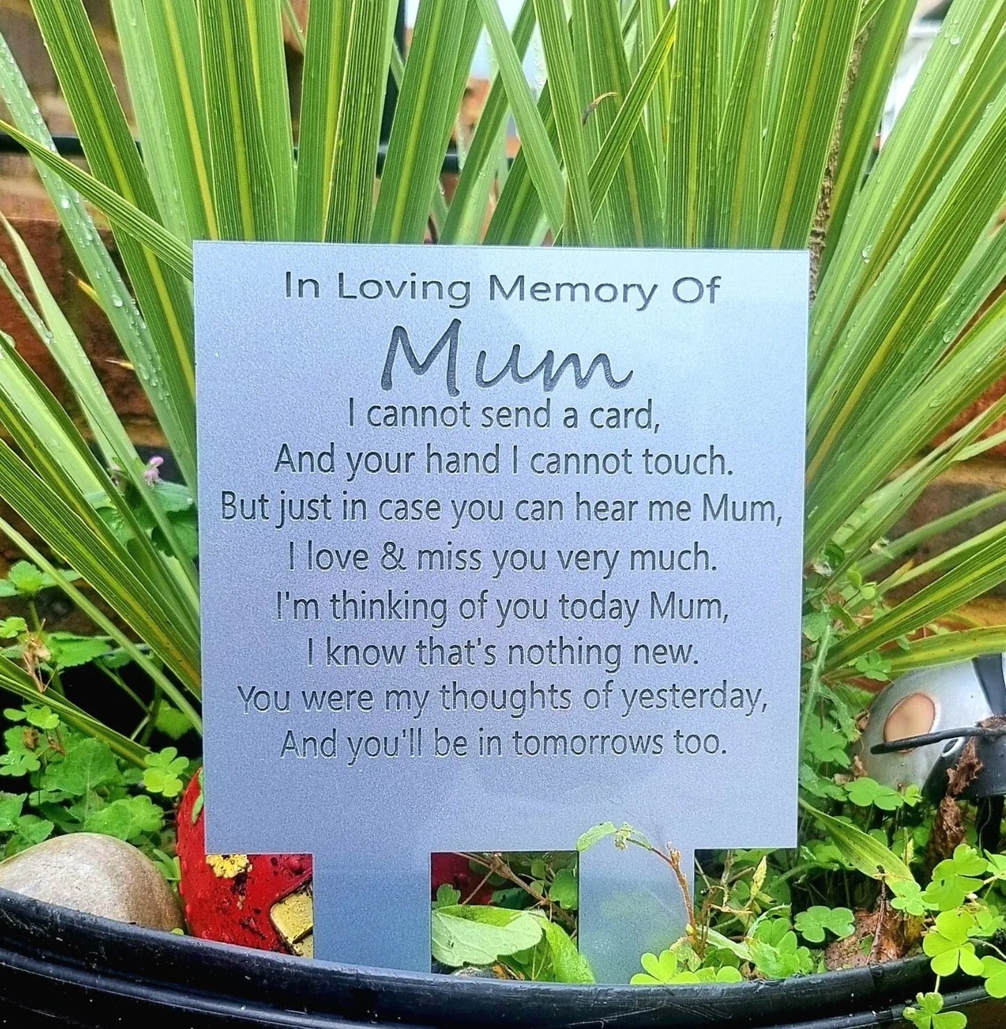 Mum Dad Personalised Gold or Silver memorial  plaque In memory Birthday grave marker son daughter