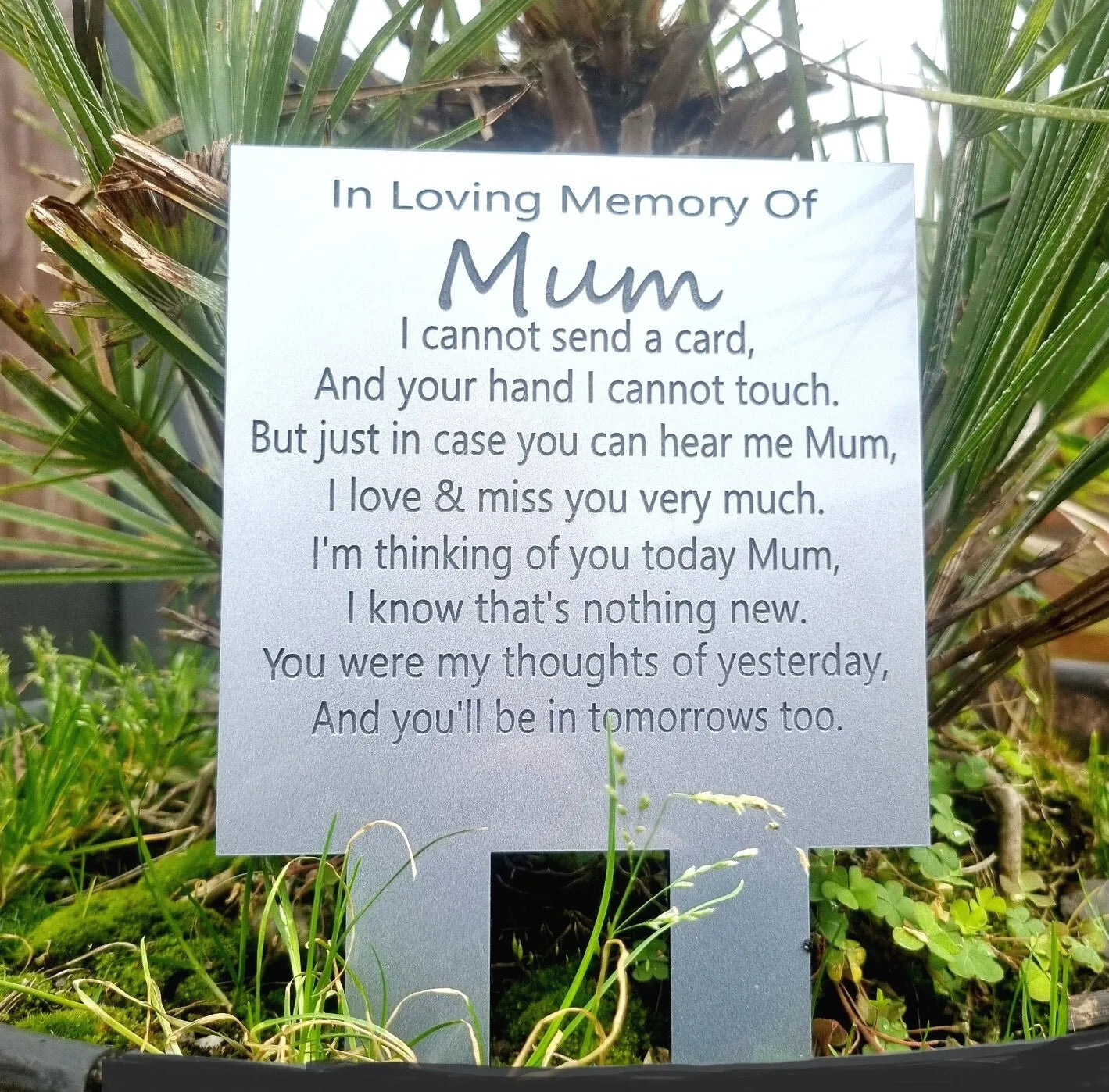 Mum Dad Personalised Gold or Silver memorial  plaque In memory Birthday grave marker son daughter