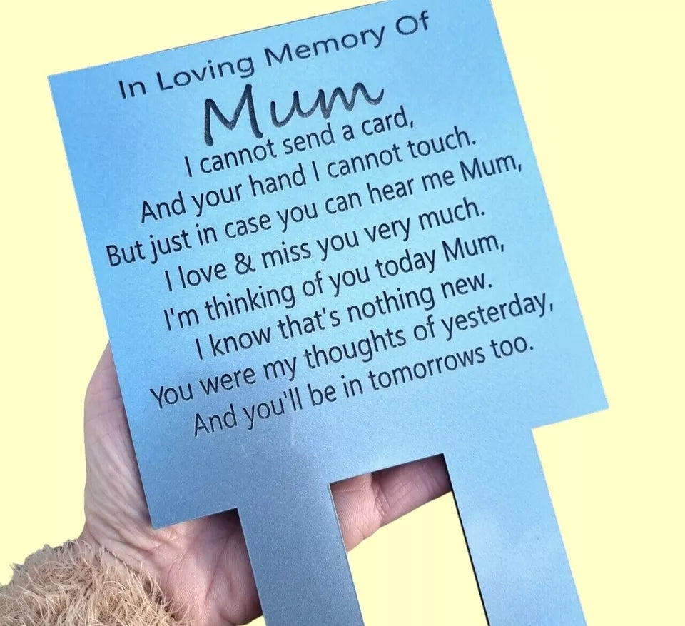 Mum Dad Personalised Gold or Silver memorial  plaque In memory Birthday grave marker son daughter