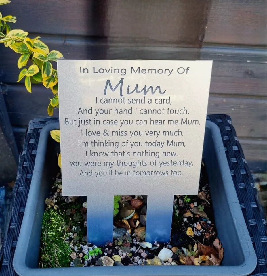 Mum Dad Personalised Gold or Silver memorial  plaque In memory Birthday grave marker son daughter