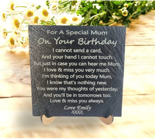 Special Mum Personalised Birthday Memorial Slate Grave Stone Marker In Memory